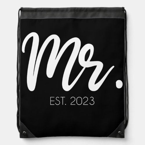 Mens Wedding Matching Gifts Mr Est 2023 Groom  Drawstring Bag