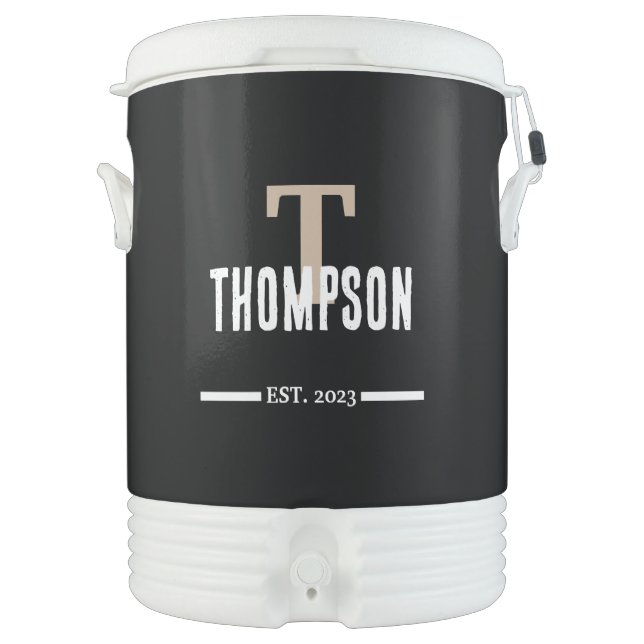 Mens Wedding Monogram Beverage Cooler (Front)