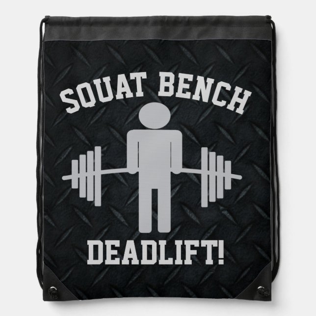 Men's Weightlifting Gym Fitness Barbell Squat  Drawstring Bag (Front)