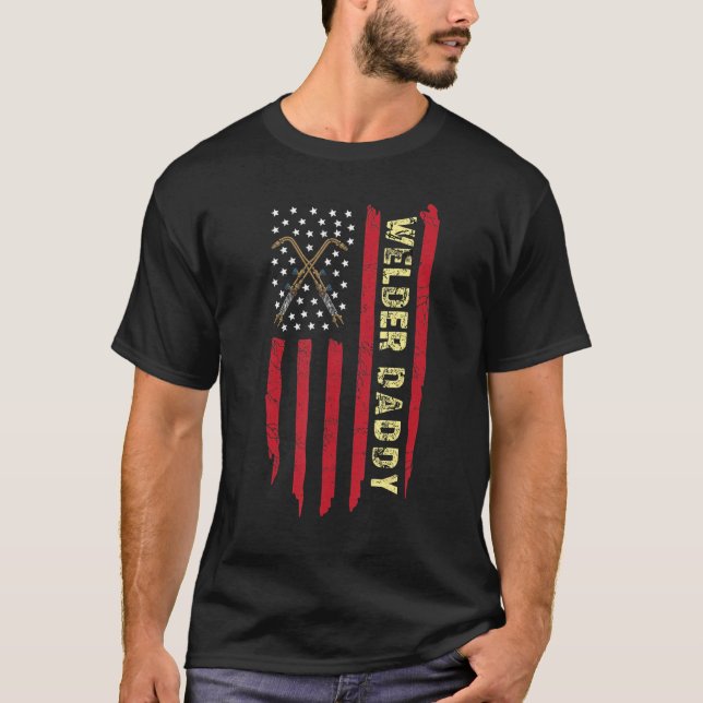 Men's Welder Daddy USA American Flag Welder Men T-Shirt (Front)