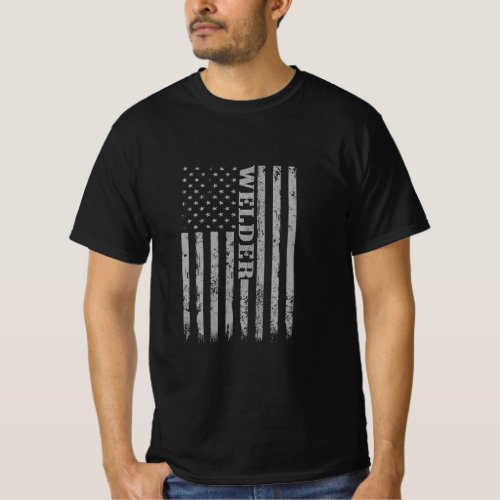Mens Welders Vintage American Flag Welder Mig Gift T_Shirt