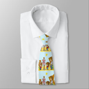 Mens Western Cartoon Cowboy Cowgirl Mutton Bustin Tie