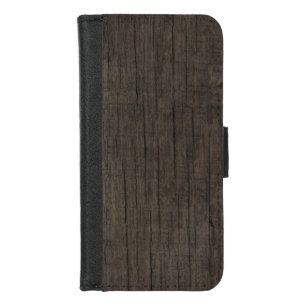 Mens Western Rustic Wood iPhone Wallet Case