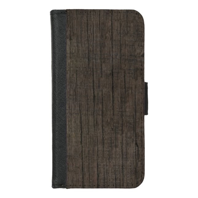 Mens Western Rustic Wood iPhone Wallet Case (Front)