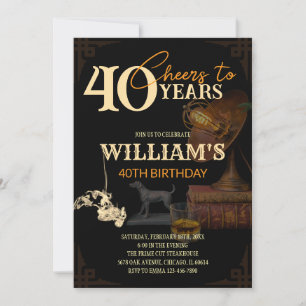 Men's Whisky & Cigar Vintage 40th Birthday Invites