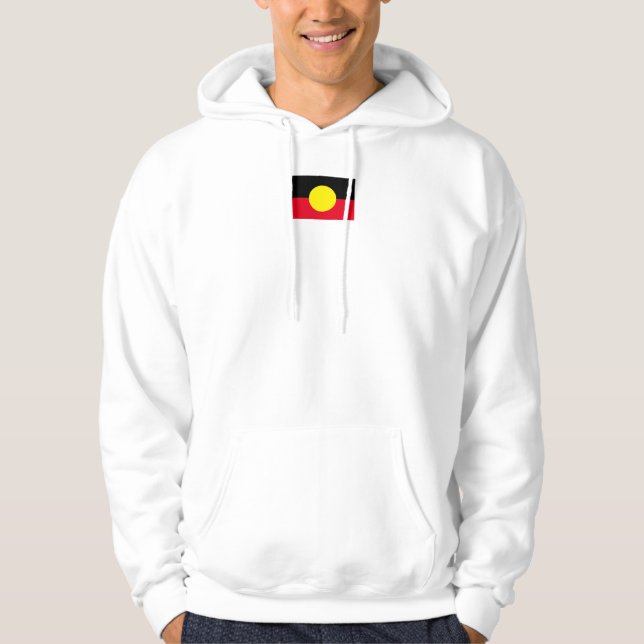 mens white Aboriginal flag hoodie (Front)