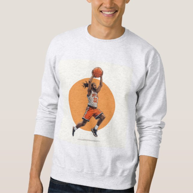 men's white basketball jersey sweatshirt (Front)
