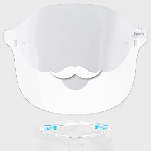 Men's White Beard Face Shield (Front w/Glasses)