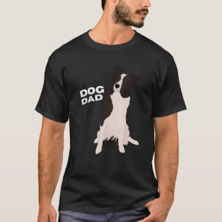 Mens White & Black Border Collie Dog Dad Man T-Shirt