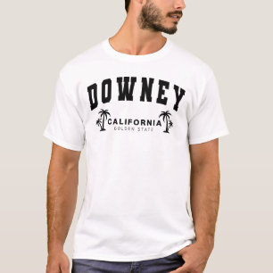 Men's White Downey, California, Golden State T-Shirt