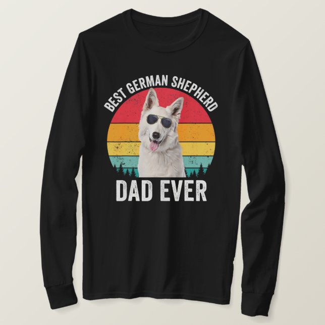 Mens White German Shepherd Dad Vintage Dog Lover T-Shirt (Design Front)