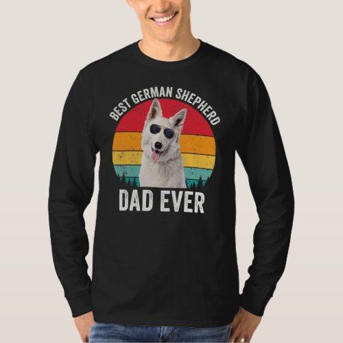 Mens White German Shepherd Dad Vintage Dog Lover T_Shirt