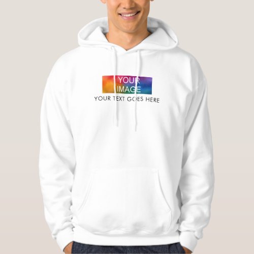 Mens White Hoodie Add Your Image Logo Text Here
