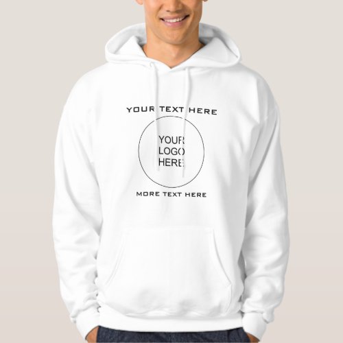 Mens White Hoodie Company Logo Here Double Sided