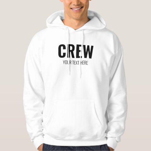 Mens White Hoodies Add Logo Text Here Crew Staff