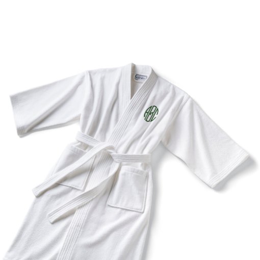 Men's White Kimonostyle Monogrammed Cotton Robe Zazzle