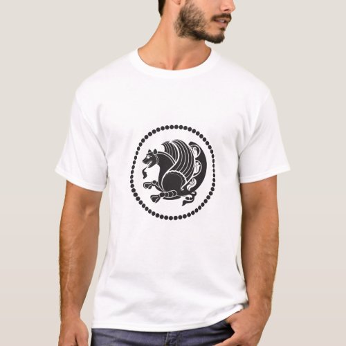 Mens White T_Shirt w Sassanian Seal _ Loose Fit