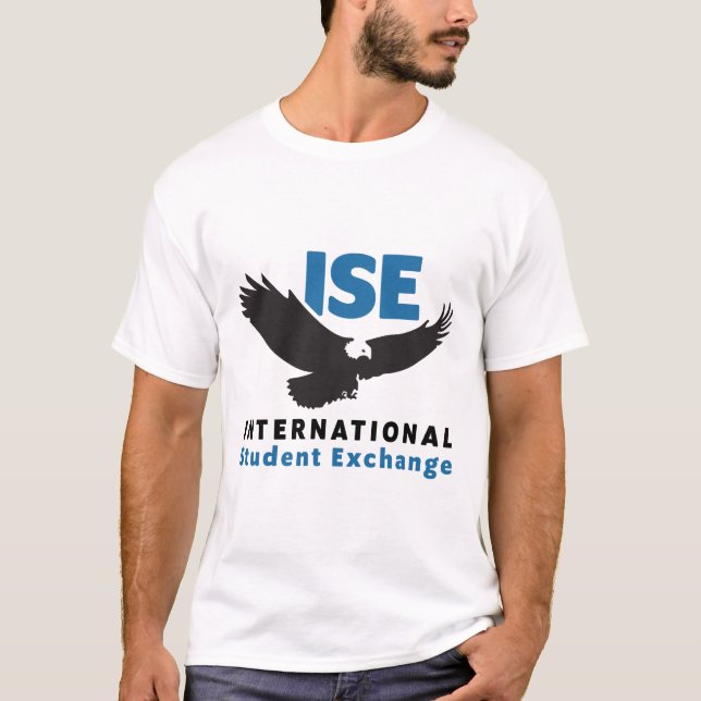 Men's White T-shirt with ISE Square Logo (Front)