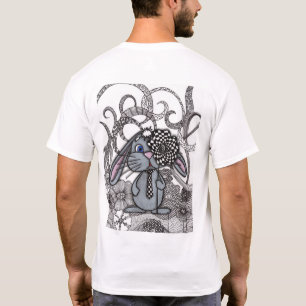 Men's White T-Shirt Zentangle Bunny Back Print