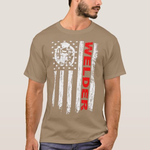 Mens WIG Welder American Flag Welding Flag Welder T_Shirt