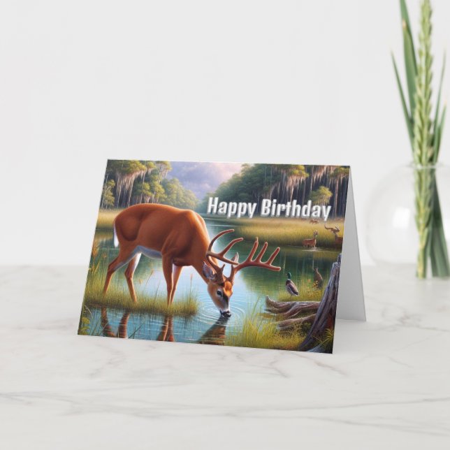  Men's Wildlife Deer Birthday  Greeting Card (Front)