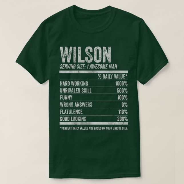 Mens Wilson Nutrition Personalized Name  Funny Nam T-Shirt (Design Front)