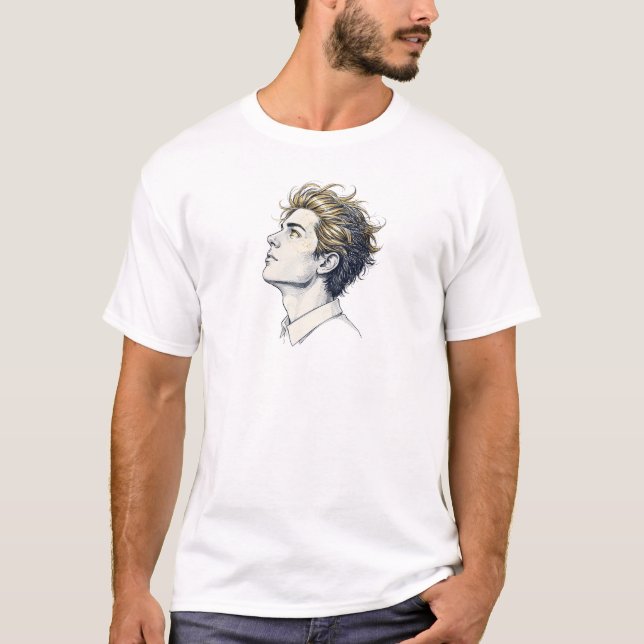 mens with long trim hair T-Shirt (Front)