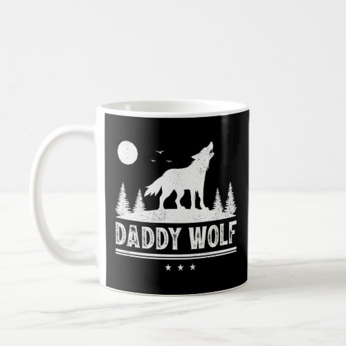 Mens Wolf Animal  Retro  Daddy Wolf Fathers Day  Coffee Mug