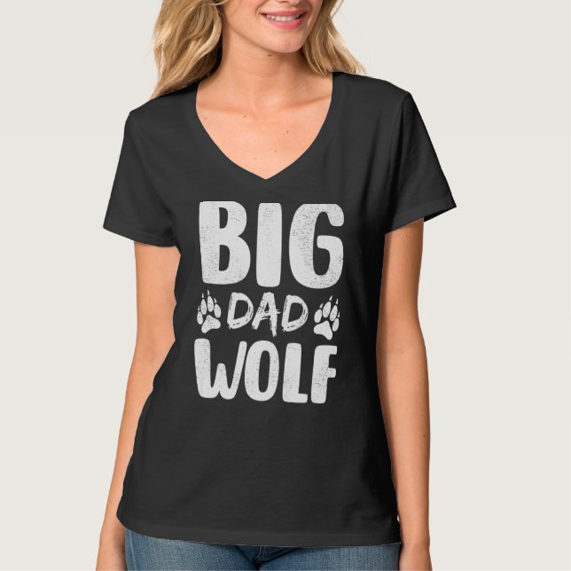 Mens Wolf Dad  Wolf  Big Dad Wolf Father's Day T-Shirt (Front)