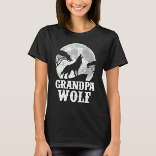 Mens Wolves Howling At The Moon Grandpa Wolf Fath T-Shirt