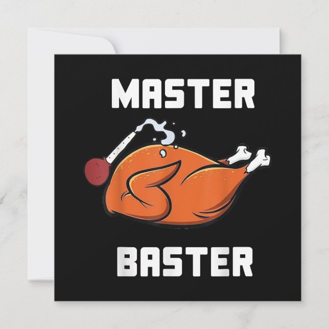 Mens Women Master Baster Funny Turkey Baster Thank Invitation (Front)