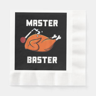 Mens Women Master Baster Funny Turkey Baster Thank Napkins