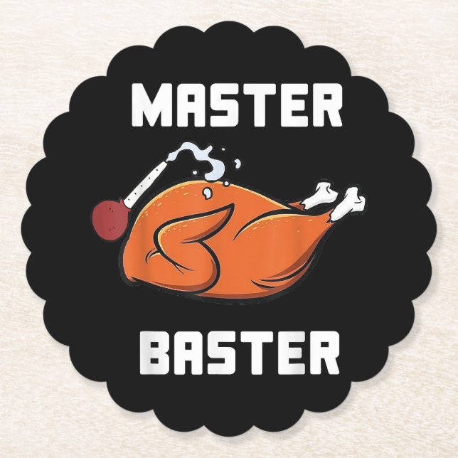 Mens Women Master Baster Funny Turkey Baster Thank Paper Coaster (Front)
