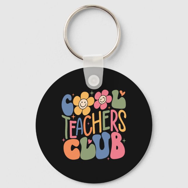 Mens Women Teacher Cool Teachers Club Ck To School Keychain (Front)