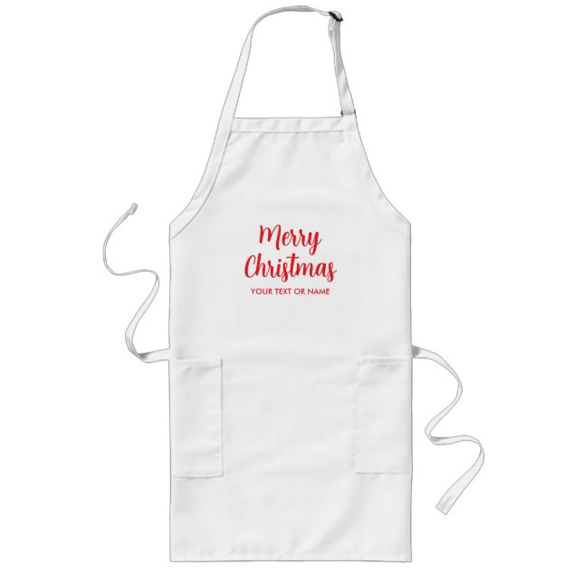 Mens Womens Adult Calligraphy Merry Christmas Long Apron (Front)