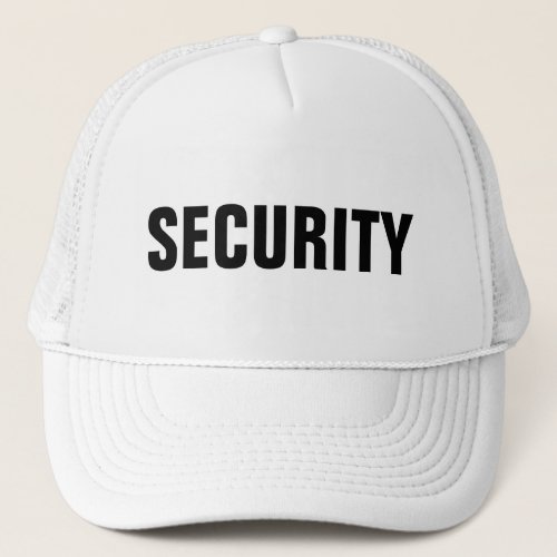 Mens Womens Black White Custom Text Security Trucker Hat