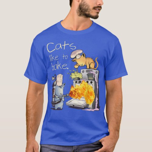 Mens Womens Cats like to bake Chef Funny Cat  T_Shirt