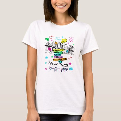 Mens Womens Cool Colorful New York City 5 Avenue T_Shirt