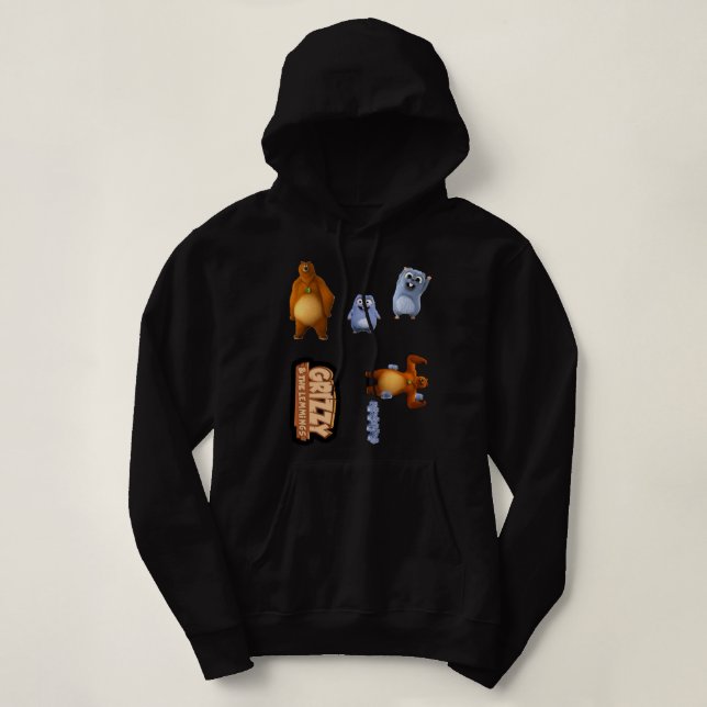 Mens Womens Grizzy And Lemmings Funny Kids Gift Ca Hoodie (Design Front)