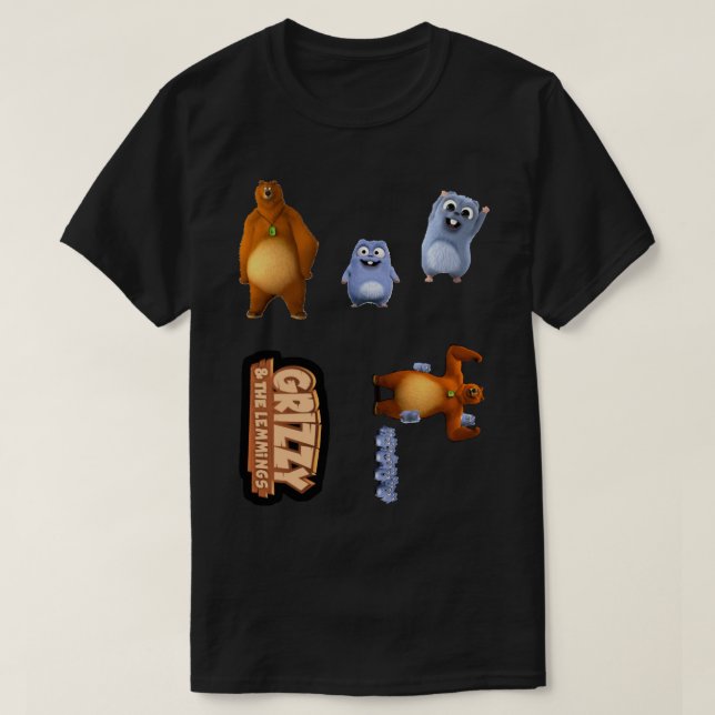 Mens Womens Grizzy And Lemmings Funny Kids Gift Ca T-Shirt (Design Front)