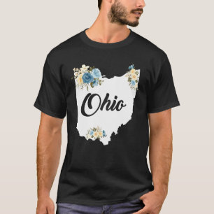 Mens Womens Kids Ohio Home State Map Pride Flowers T-Shirt