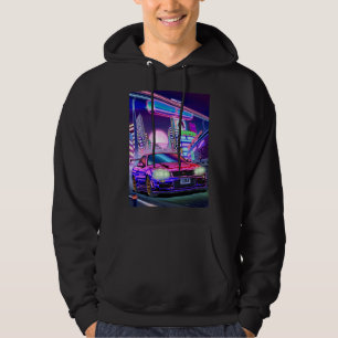 Mens Womens Nissan Skyline Gt-R R34 Vaporwave Hoodie
