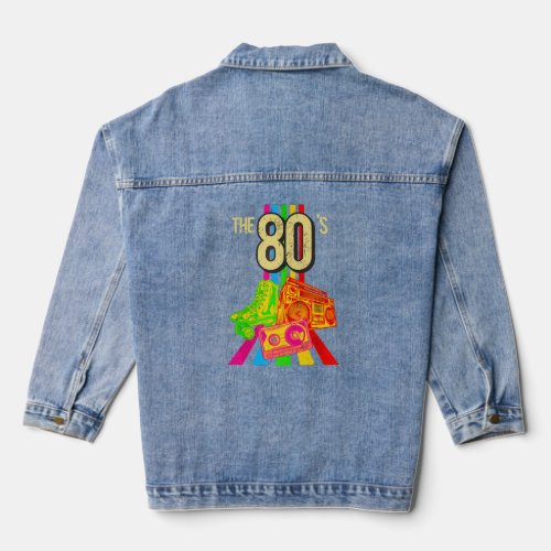 Mens Womens  Vintage Retro I Love 80s Graphic  Denim Jacket