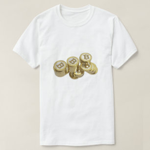 Mens Womens White Gold Bitcoin Cryptocurrency Tee