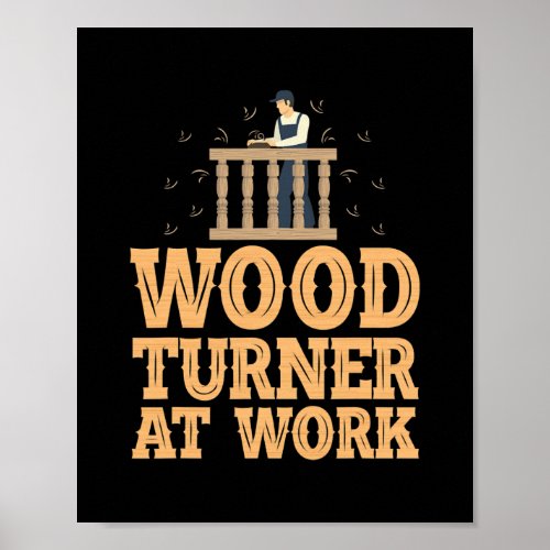 Mens Wood Turner At Work Woodworker Carpenter Poster