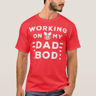 Mens Working On Dad Bod Workout Bodybuilder Gym In T-Shirt