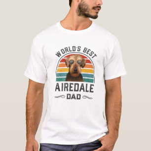 Mens World's Best Airedale Terrier Dad Vintage Dog T-Shirt