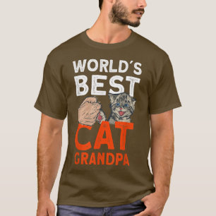 Mens Worlds Best Cat Grandpa  Cute Cat  T-Shirt