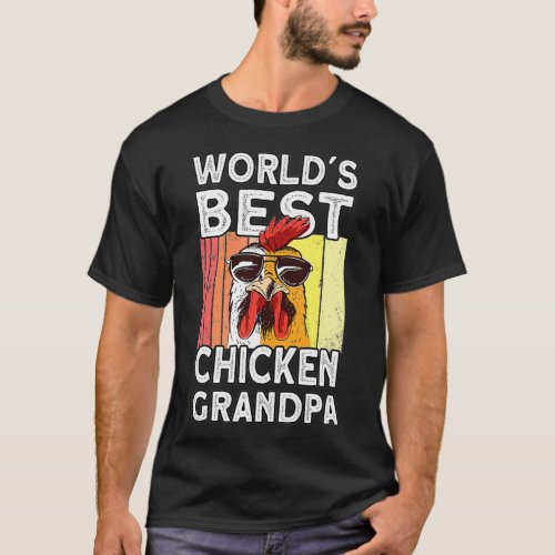 Mens Worlds Best Chicken Grandpa  Farmer Rooster H T_Shirt