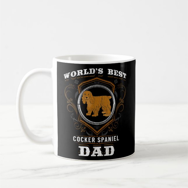 Mens World's Best Cocker Spaniel Dad Dog Breed Coffee Mug (Left)